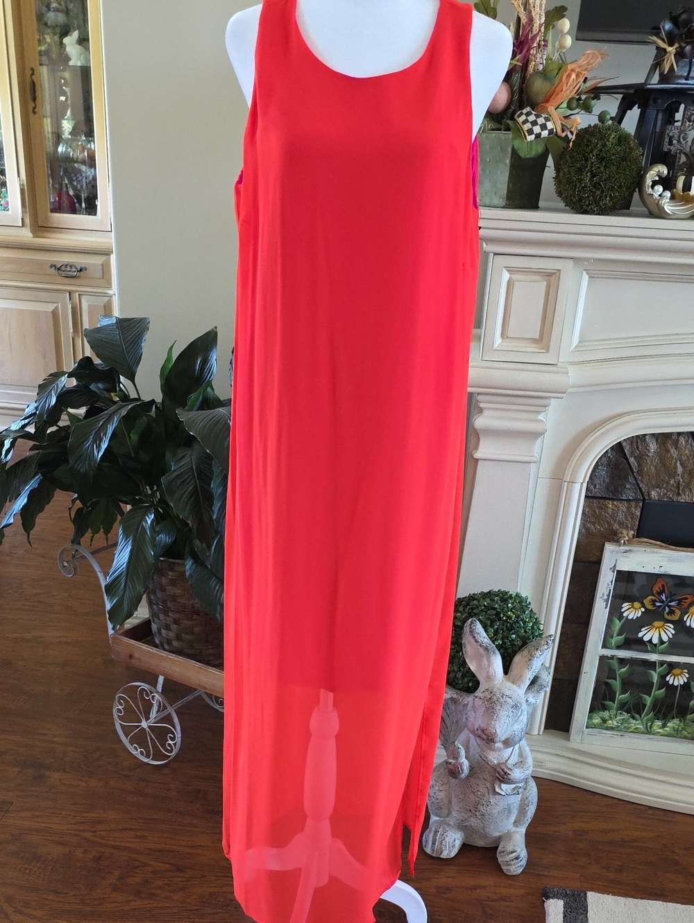 Vince Camuto Sleeveless Maxi Dress in Bright Coral-Red